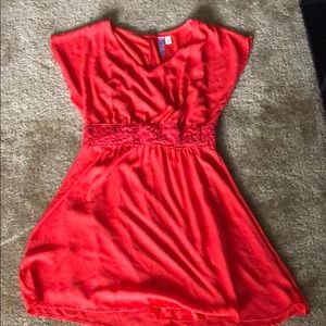 Orange dress with embroidered waist